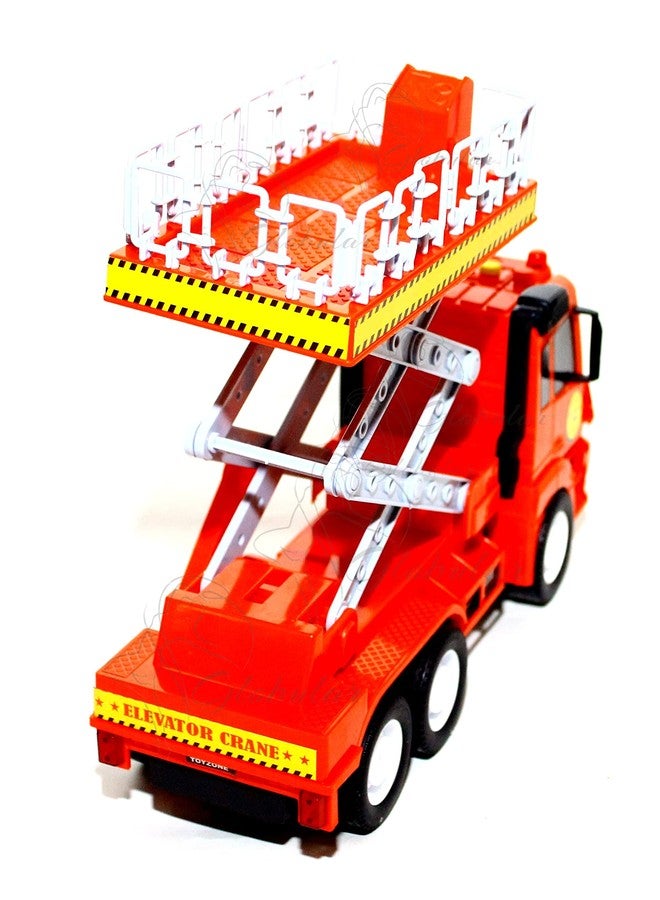 Globular Red Elevator Crane Friction Pull Back Vehicle Truck Engineering Set Toys for Girls Boys Light and Sound +3 Year Best Gift Your Children 28 CM - Image 2